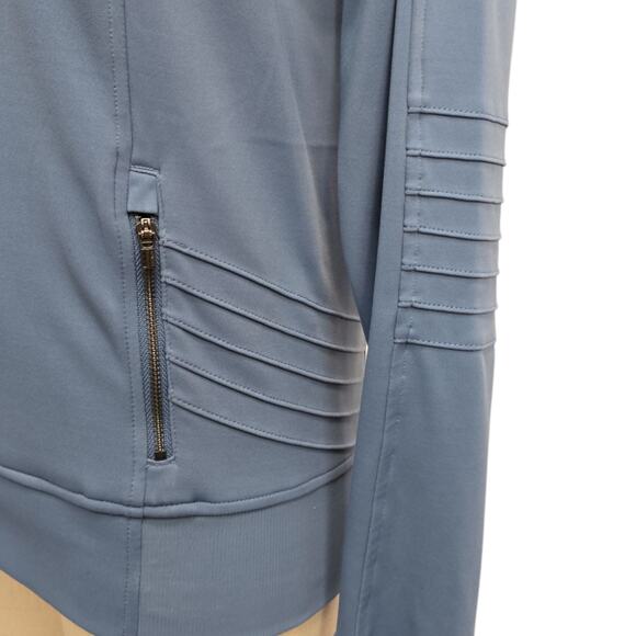 Athleta Womens‎ Venice Moto Hoodie Jacket Size XS Cottage Blue Pleated 1/4 Zip - Picture 9 of 10